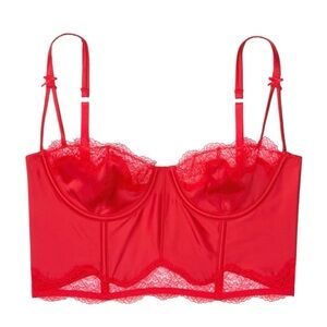 Victoria's Secret | Dream Angels Unlined Balconette Bra‎ Corset 34D Red lace